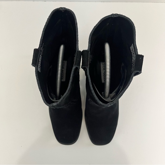 Steve Madden Romney Mid-Calf Boots Black Leather Block Heel Almond Toe Size 6 - Picture 5 of 13